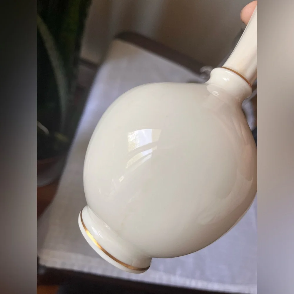 Vintage Lenox Porcelain Bud Vase Cream Beige off White w Gold Accents